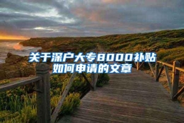 关于深户大专8000补贴如何申请的文章