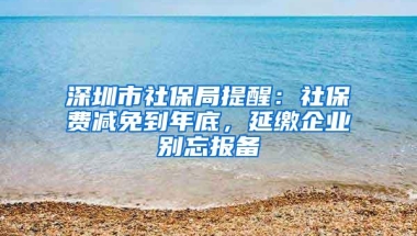 深圳市社保局提醒：社保费减免到年底，延缴企业别忘报备