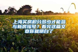 上海买房积分多少才能参与新房摇号？看完这篇文章你就明白了