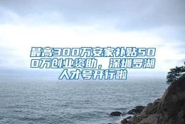 最高300万安家补贴500万创业资助，深圳罗湖人才号开行啦