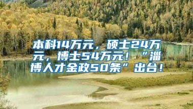 本科14万元，硕士24万元，博士54万元！“淄博人才金政50条”出台！