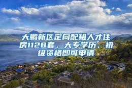 大鹏新区定向配租人才住房1128套，大专学历、初级资格即可申请