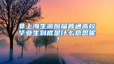 非上海生源应届普通高校毕业生到底是什么意思呢？