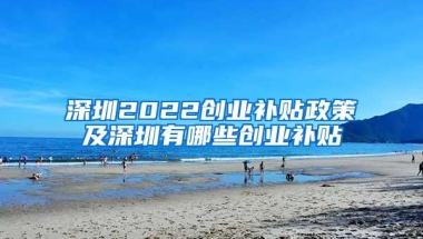 深圳2022创业补贴政策及深圳有哪些创业补贴