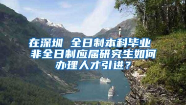 在深圳 全日制本科毕业 非全日制应届研究生如何办理人才引进？