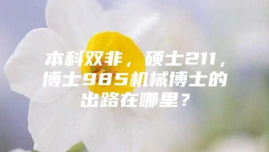 本科双非，硕士211，博士985机械博士的出路在哪里？