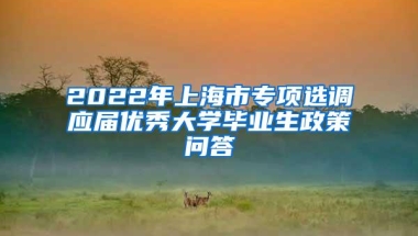 2022年上海市专项选调应届优秀大学毕业生政策问答