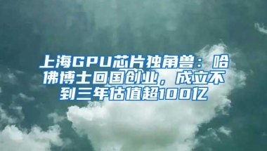 上海GPU芯片独角兽：哈佛博士回国创业，成立不到三年估值超100亿