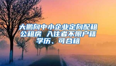 大鹏向中小企业定向配租公租房 入住者不限户籍学历、可合租