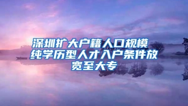 深圳扩大户籍人口规模 纯学历型人才入户条件放宽至大专