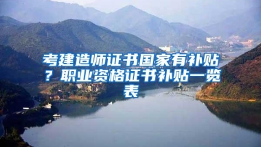 考建造师证书国家有补贴？职业资格证书补贴一览表