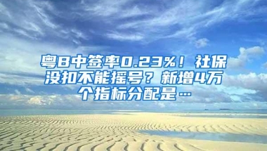 粤B中签率0.23%！社保没扣不能摇号？新增4万个指标分配是…