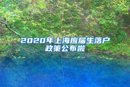 2020年上海应届生落户政策公布啦