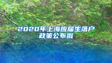 2020年上海应届生落户政策公布啦