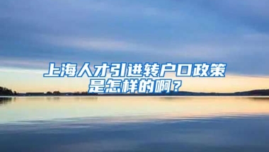 上海人才引进转户口政策是怎样的啊？