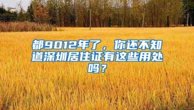 都9012年了，你还不知道深圳居住证有这些用处吗？