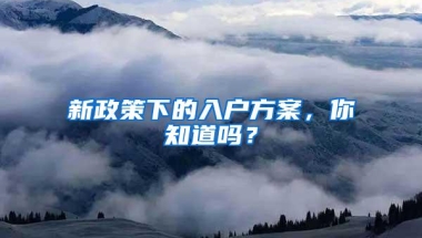 新政策下的入户方案，你知道吗？