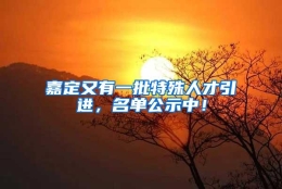 嘉定又有一批特殊人才引进，名单公示中！