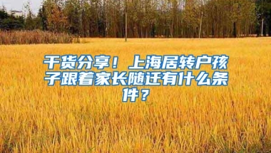 干货分享！上海居转户孩子跟着家长随迁有什么条件？