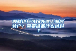 哪些地方可以办理上海居转户？需要准备什么材料？