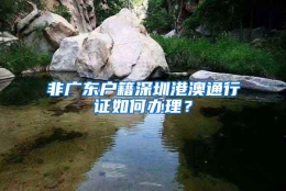 非广东户籍深圳港澳通行证如何办理？