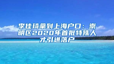 李佳琦拿到上海户口：崇明区2020年首批特殊人才引进落户