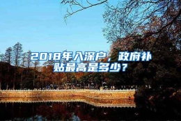 2018年入深户，政府补贴最高是多少？