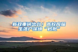 新政重磅出台！高校应届生落户深圳“秒批”