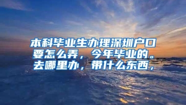 本科毕业生办理深圳户口要怎么弄，今年毕业的。去哪里办，带什么东西，