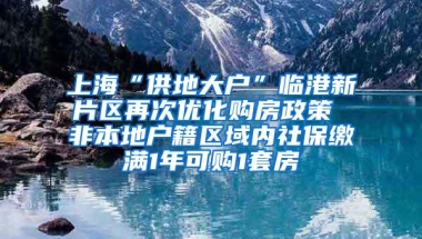 上海“供地大户”临港新片区再次优化购房政策 非本地户籍区域内社保缴满1年可购1套房