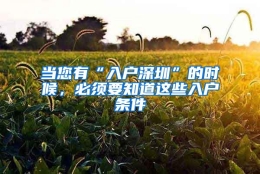 当您有“入户深圳”的时候，必须要知道这些入户条件