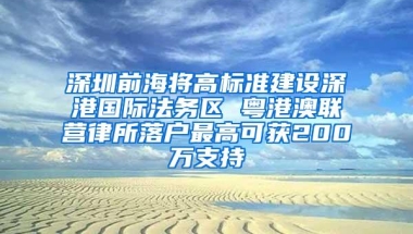 深圳前海将高标准建设深港国际法务区 粤港澳联营律所落户最高可获200万支持