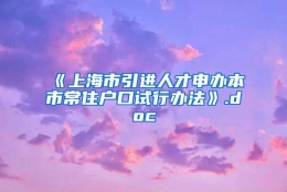 《上海市引进人才申办本市常住户口试行办法》.doc