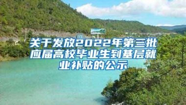 关于发放2022年第三批应届高校毕业生到基层就业补贴的公示