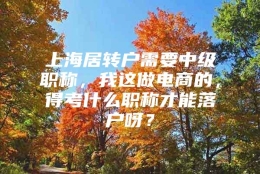 上海居转户需要中级职称，我这做电商的，得考什么职称才能落户呀？