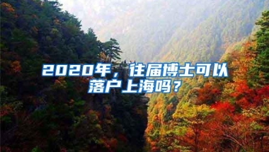 2020年，往届博士可以落户上海吗？