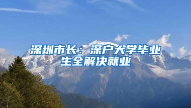 深圳市长：深户大学毕业生全解决就业