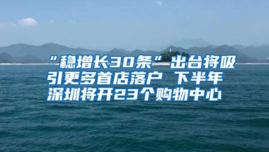 “稳增长30条”出台将吸引更多首店落户 下半年深圳将开23个购物中心