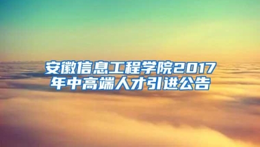 安徽信息工程学院2017年中高端人才引进公告