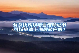 有系统规划与管理师证书可以申请上海居转户吗？