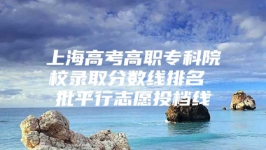 上海高考高职专科院校录取分数线排名 批平行志愿投档线