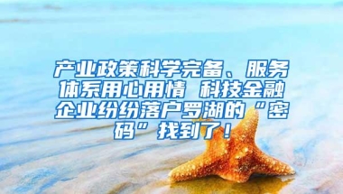 产业政策科学完备、服务体系用心用情 科技金融企业纷纷落户罗湖的“密码”找到了！