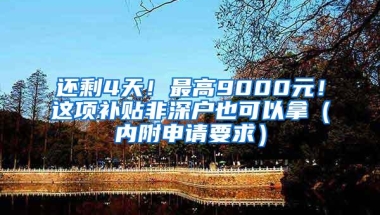 还剩4天！最高9000元！这项补贴非深户也可以拿（内附申请要求）