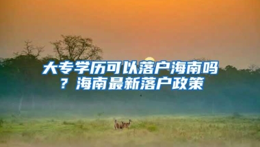 大专学历可以落户海南吗？海南最新落户政策