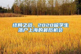 终局之战，2020留学生落户上海的最后机会