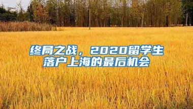 终局之战，2020留学生落户上海的最后机会