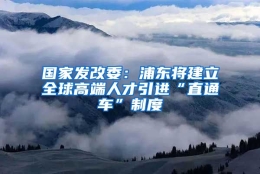 国家发改委：浦东将建立全球高端人才引进“直通车”制度