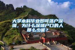 大学本科毕业即可落户深圳，为什么深圳户口的人那么少呢？