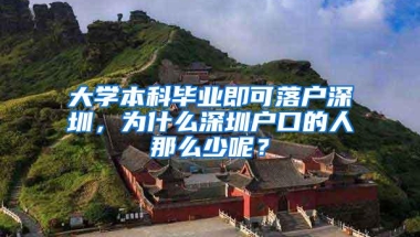 大学本科毕业即可落户深圳，为什么深圳户口的人那么少呢？