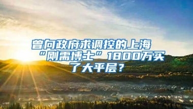 曾向政府求调控的上海“刚需博士”1800万买了大平层？